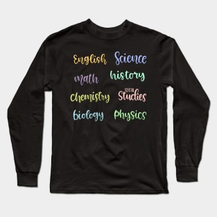 School Subjects Sticker Pack Long Sleeve T-Shirt